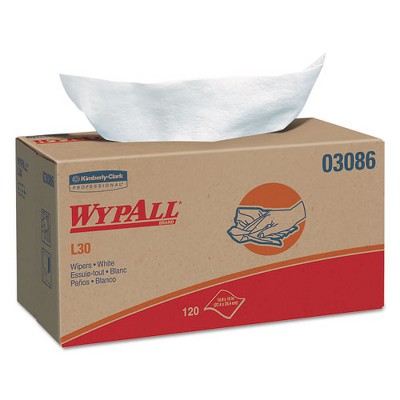 WypAll L30 Towels, POP-UP Box, 10 x 9.8, White, 120 / Box, 10 Boxes / Carton
