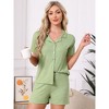 INSPIRE CHIC Women's 2 Pcs Lounge Set Button Down Short Sleeve Tops with Shorts Casual Pajama Sets - 4 of 4