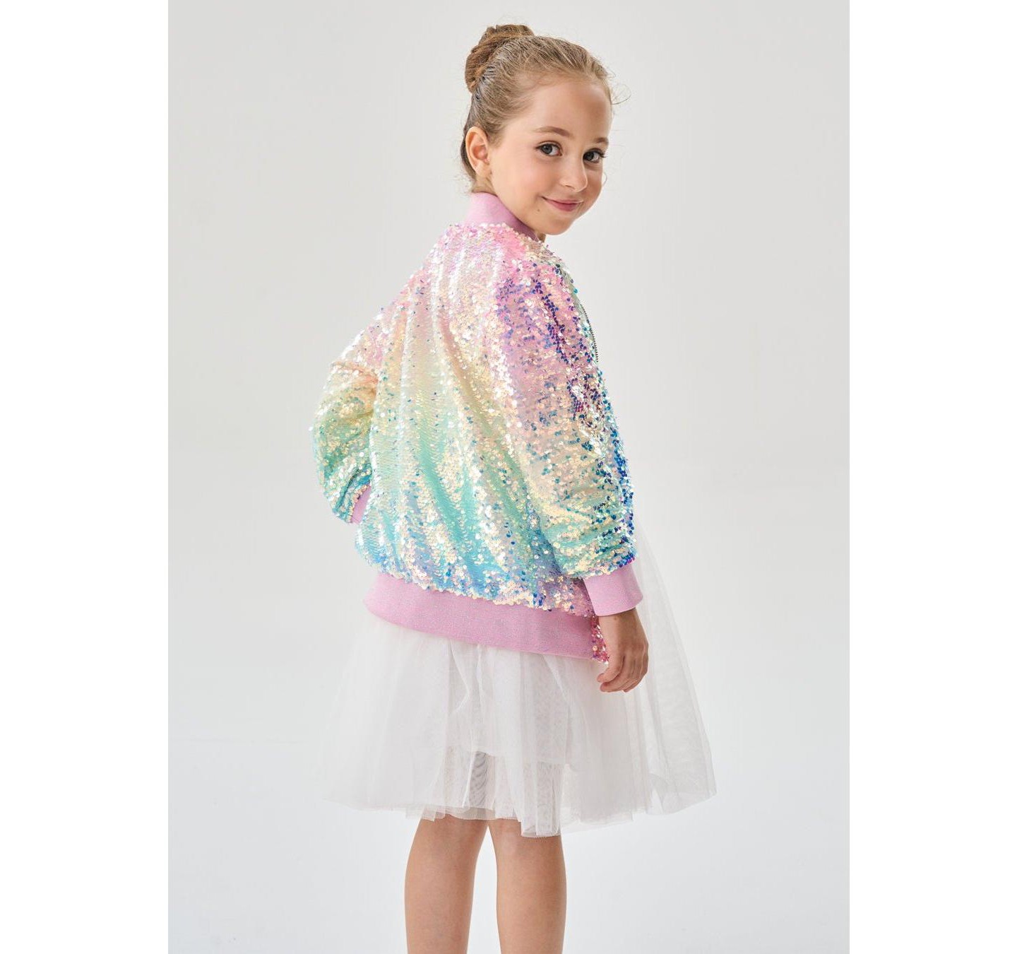 Куртка 2bunnies Magic Ombre Sequin Bomber Jacket Multicolored для девочек — фото 4