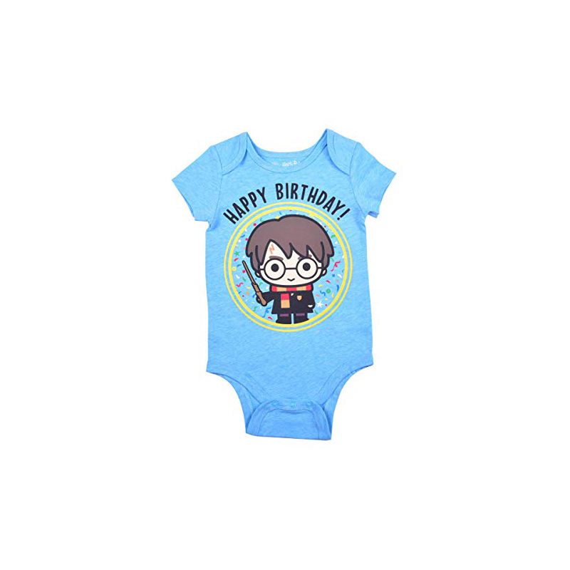 Harry Potter Baby's Graphic Printed Birthday Boy Bodysuit Creeper with Snap Crotch Closure and Soft Shoulder Flaps for infant, 1 of 4