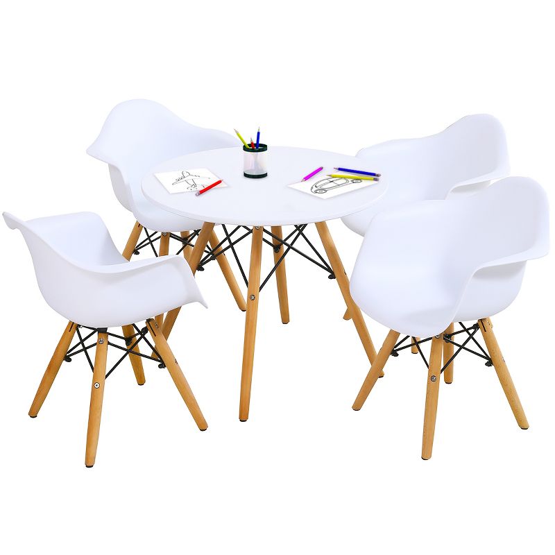 Tangkula Children Table & 4 Chairs Set Solid Construction 5 PCS Dining Table Toddler, 3 of 10