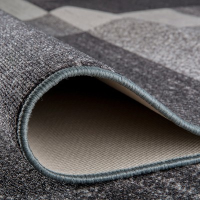Gray Geometric Non-Slip Washable Synthetic Area Rug 20" x 30"