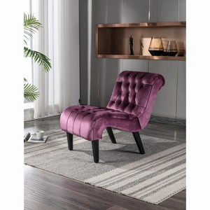 APRILSOUL Velvet Modern Velvet Armless Accent Leisure Chair, Upholstered Fabric Button Comfortable Chair with Wooden Legs - 1 of 4