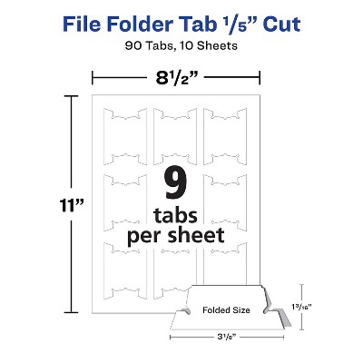 White Tear-Resistant Hanging File Tabs 90-Pack