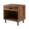 VYNXARIA Traditional Design Nightstand,Multi wood finish,Gun Metal finish,Light Brown - 3 of 4