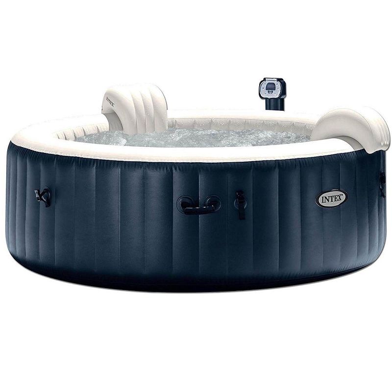 Intex 28409E PureSpa 85" x 28" 6 Person Inflatable Portable Round Hot Tub Spa with Bubble Jets, No Slip Spa Seat, Headrest, Cup Holder, and Drink Tray, 2 of 7