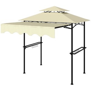 Aghana Digitals Beige Outdoor Grill Gazebo with Adjustable Awning, Double-Top Design, 2 Side - 1 of 4