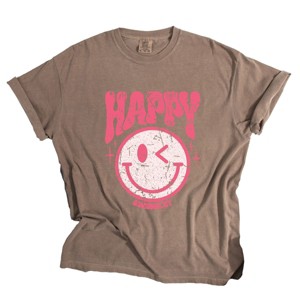 Simply Sage Market S.W.Smiley Pink Smiley Distressed Garment Dyed Tee - 1 of 4