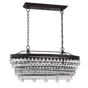 4-Light Bronze Crystal Dimmable Tiered Chandelier - 1 of 4