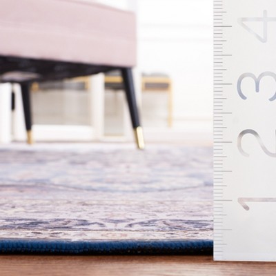 8' x 10' Blue and Charcoal Washable Synthetic Area Rug