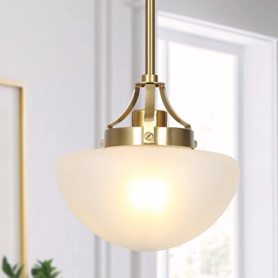 LNC Isididae 1-Light 9.1" Modern Bowl Mini Pedant, Gold with Opal Glass Shade