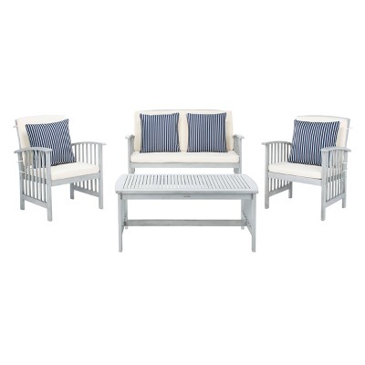 Rocklin 4pc Living Set - Gray/Beige/Navy - Safavieh