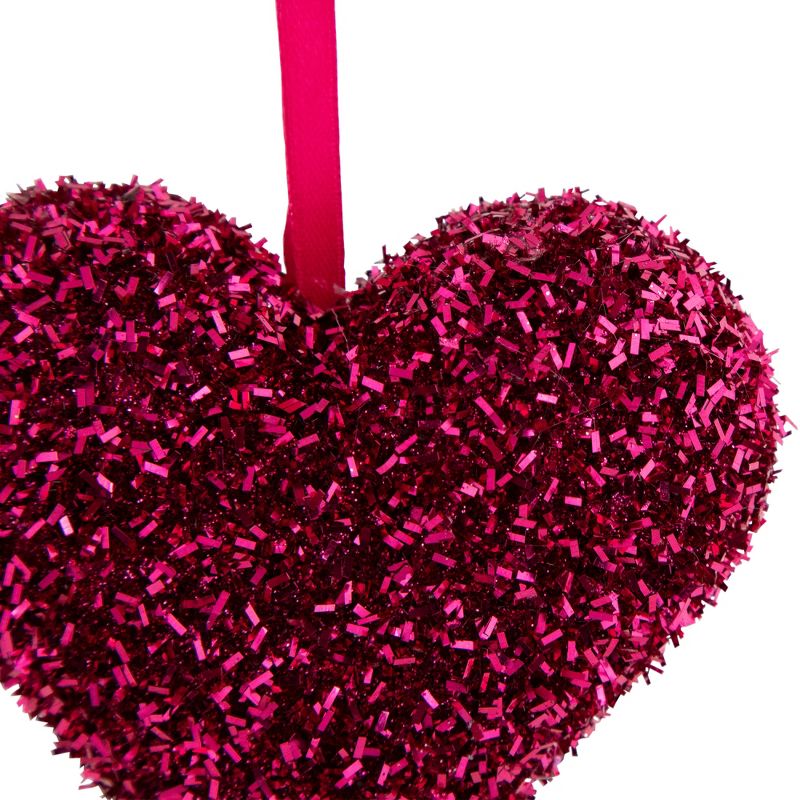 Northlight Set of 12 Tinsel Shimmering Heart-Shaped Valentine's Day Hanging Decorations 4", 5 of 8