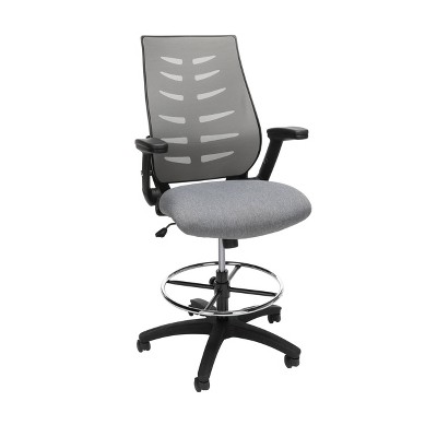 Mid-Back Mesh Drafting Stool with Lumbar Support Gray - OFM