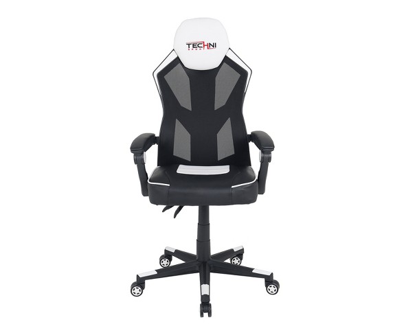 Ergonomic High Back Racer Style Video Gaming Chair White - Techni Sport