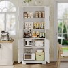 70in Tall Kitchen Pantry Cabinet with 4 Doors, Adjustable Shelves, Open Shelf, Tall Cupboard for Dining Room, Bathroom, Laundry Room - 3 of 4