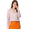 INSPIRE CHIC Women's Vintage Notched Lapel Long Sleeve Printed Button Down Tops - 2 of 4
