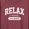 Women's - Instant Message - Relax I'm A Nurse Lightweight French Terry Wide Neck Long Sleeve Graphic Shirt - 2 of 4