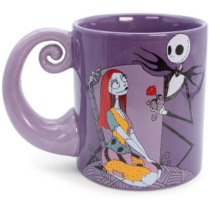 Silver Buffalo Disney The Nightmare Before Christmas Jack & Sally Spiral Handle Ceramic Mug - 1 of 4