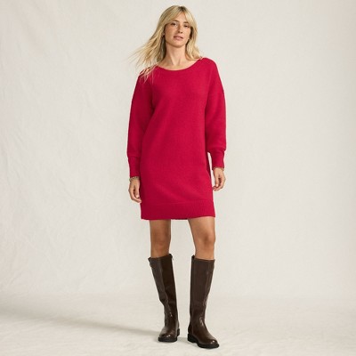 Lands' End Women's Fuzzy Bow Back Mini Sweater Dress