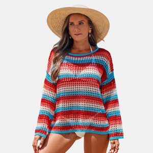 Women's Vibrant Crochet Beach Cover Up - Cupshe - 1 of 4