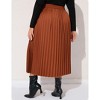 BLUEMING Womens Plus Size Pleated Skirts Floral High Rise Elastic Waist Swing Flar Maxi Skirt - 3 of 4