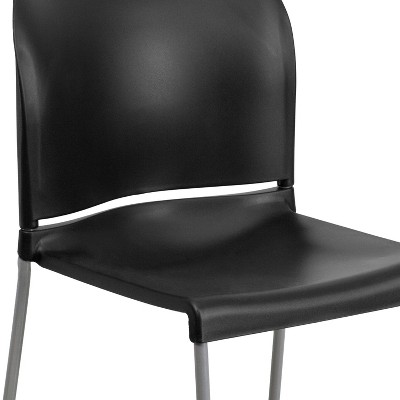 Modern Black Metal Stackable Chair with Polypropylene Seat