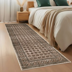 Nasitip Bohemia Low Pile Diamond Area Rug:Easy-Clean, Skid-Resistant Washable Carpet for Living Room, Bedroom - 1 of 4
