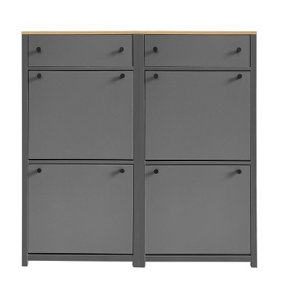 NicBex Set of 1/Set of 2 Shoe Cabinet with 2 Flip Drawers,Farmhouse Shoe Organizer with Drawer for Entryway,Hallway,Living Room