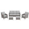 Sonkuki 5 Pieces Patio Sofa with Ottomans Set, All-Weather PE Rattan Wicker, Patio Conversation Couch with Cushion - 2 of 4