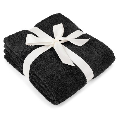 Black Reversible Fleece Knit Throw Blanket, 50x60 Inches