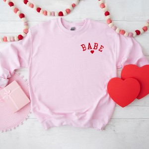 Simply Sage Market Women's Graphic Sweatshirt Embroidered Babe Heart - 1 of 1