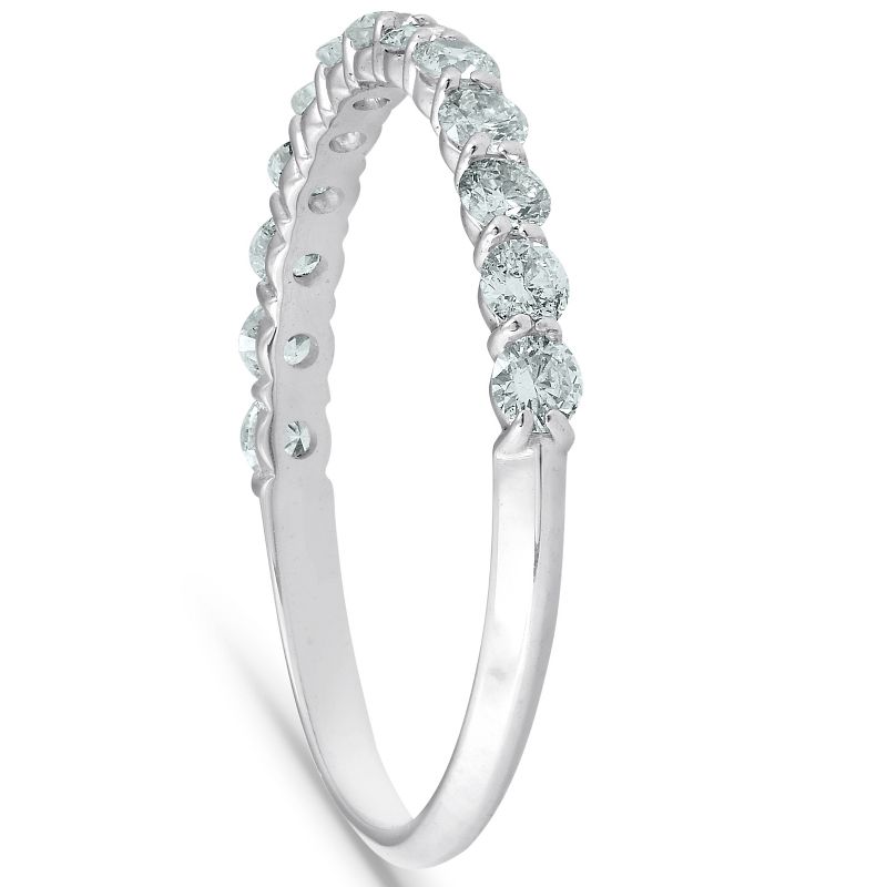 Pompeii3 1/2 Ct TDW Diamond Wedding Ring Stackable Womens Anniversary Band 14k White Gold, 2 of 6