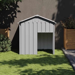 vidaXL Dog House Light Grey Galvanized Steel Medium Durable Dog House - 1 of 4