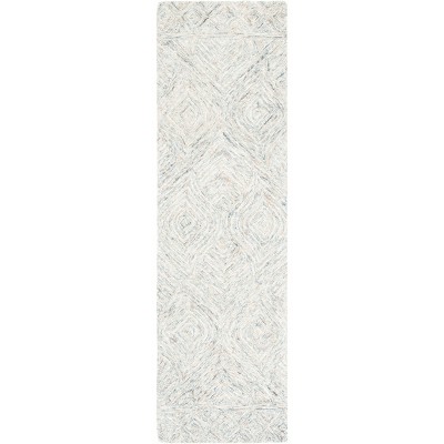Beige and Gray Hand-Tufted Wool Ikat Runner Rug