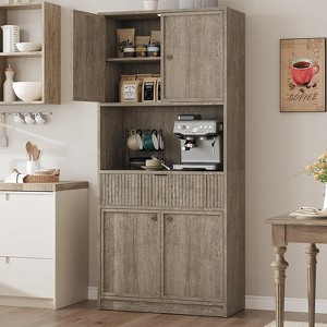 Kitchen Pantry Cabinet, 70 in Tall Pantry Storage Cabinet with Countertop, Doors and Drawer, Freestanding Cupboard for Dining Room, Living Room - 1 of 4