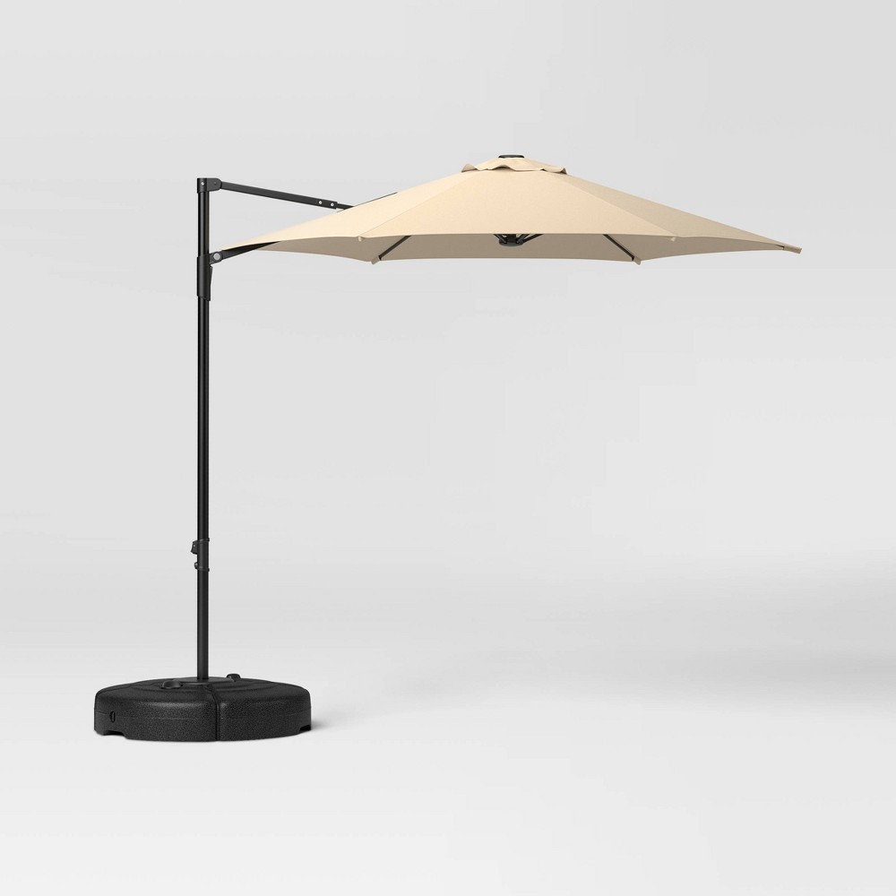 Photos - Parasol 7.5' Round Offset Outdoor Patio Cantilever Umbrella Tan - Room Essentials™