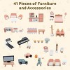 Costzon Wooden Dollhouse for Kids, 3-Story House with 41 Furniture Pieces, 8 Rooms, Stairs & Balcony, Pretend Play Gift for Girls 3+ (Pink) - 3 of 4
