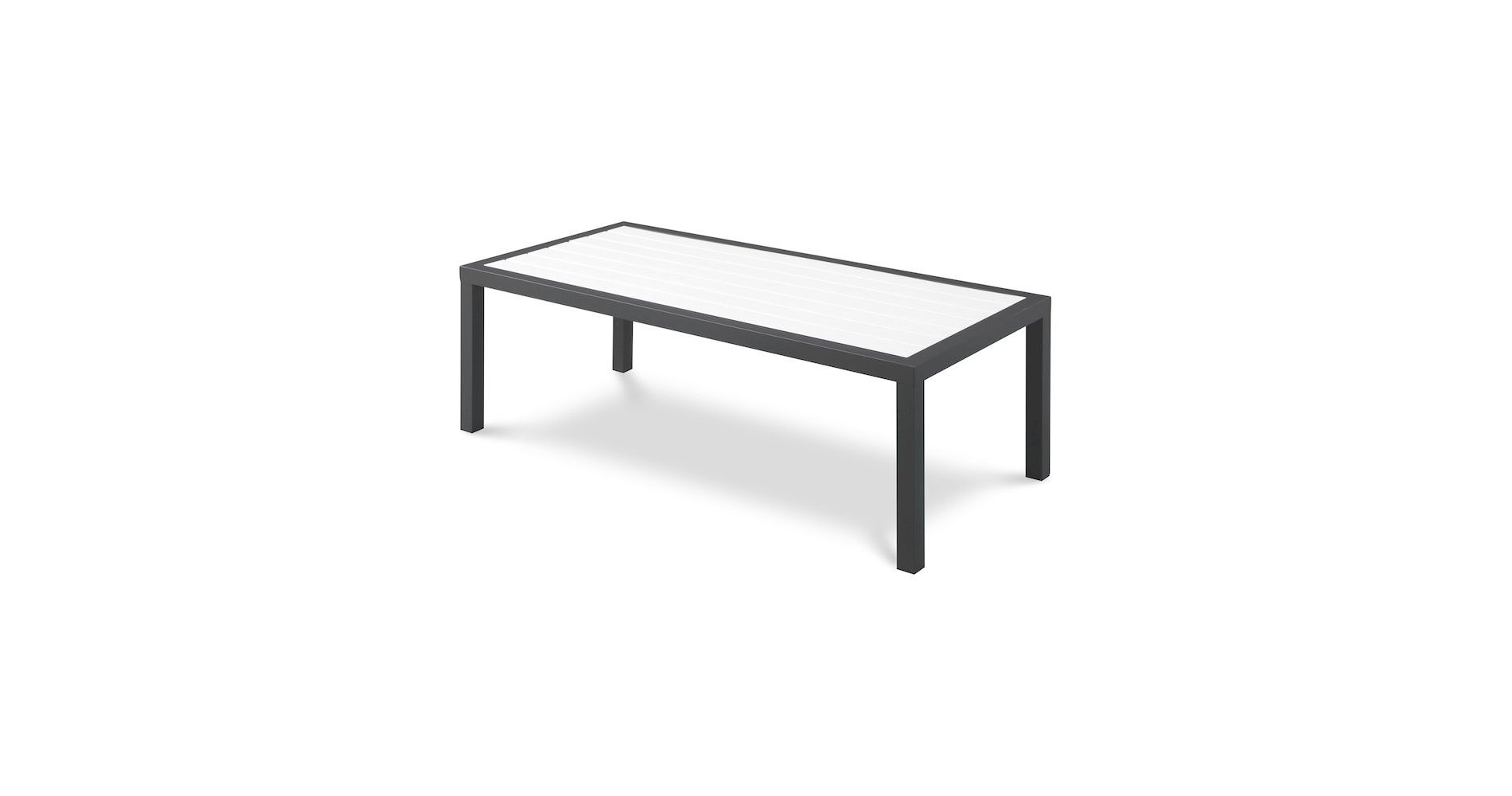 Meridian Furniture,Nizuc White Wood Look Accent Paneling Outdoor Patio Aluminum Coffee Table