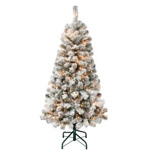 National Tree Company First Traditions Pre-Lit Flocked Acacia Artificial Christmas Tree Clear Lights - 1 of 4