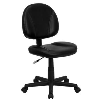 Mid-Back Black Leather Ergonomic Swivel Task Chair - Belnick