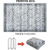 Washable 5x7 Vintage Geometric Area Rug Soft Living Room Rug Stain Resistant Contemporary Easy Cleaning Indoor Carpet Non Slip Low Pile Floor,Grey - 3 of 4