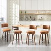 Bekrvio 26" Faux Leather Swivel Bar Stools Set of 1/2/3/4,Mid Century Modern Counter Chairs with Wood Legs and Curved Back for Kitchen Island - 3 of 4
