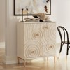 JIONJOY Distressed White Farmhouse Storage Cabinet with Wood Grain & Gold Handles - 2-Door Boho Chic Sideboard for Bedroom or Living Room - 3 of 4