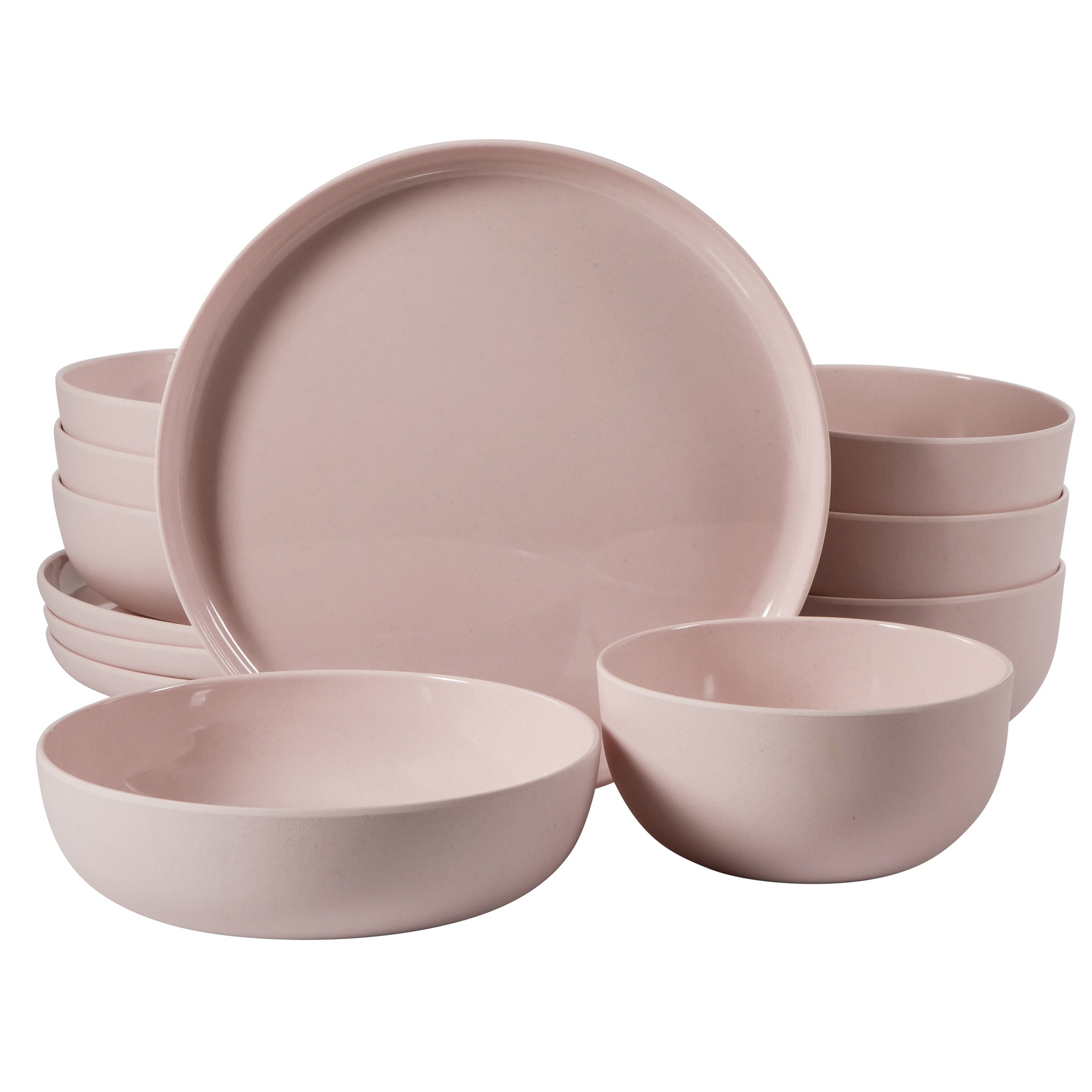 Gibson Home Candy Skies 12 Piece Unbreakable Wheat Straw Melamine Dinnerware Set - Pink