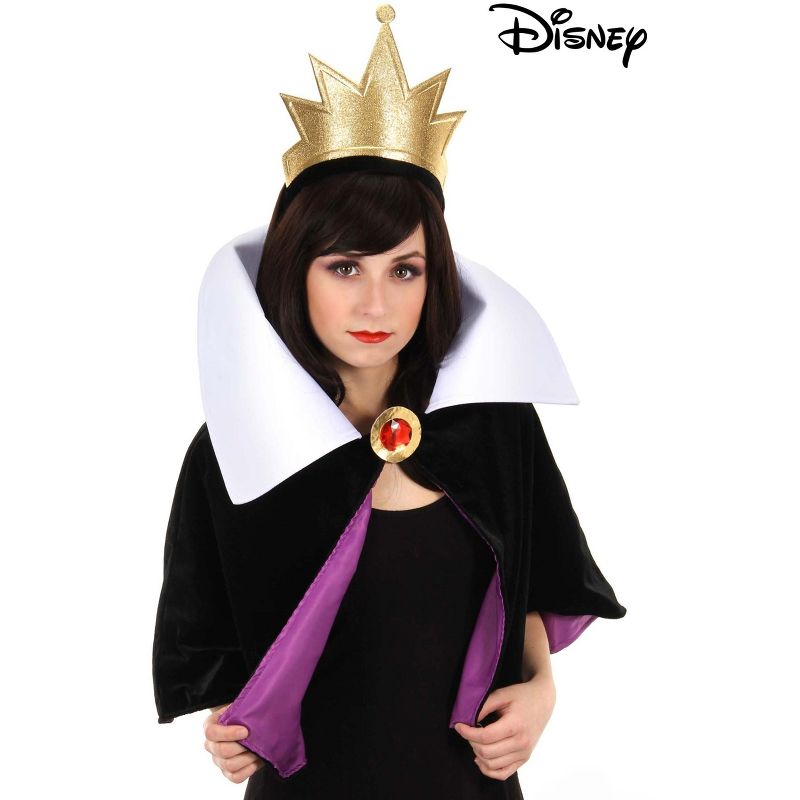 HalloweenCostumes.com   Women  Disney Evil Queen Headband Crown and Cape with Collar Kit, Black/Purple/White, 2 of 3
