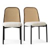Milan Cane Dining Chair Set Of 2, Upholstered Boucle Dining Room Chair with Rattan Back - The Pop Home - 2 of 4