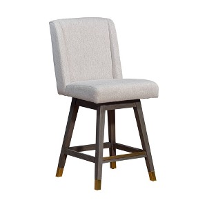 Armen Living Stancoste Wood Finish with Fabric Swivel Counter Height Barstool - 1 of 4