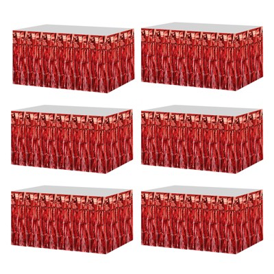 Unique Bargains Wedding Birthday Metallic Foil Fringe Table Skirts for Rectangle Tables