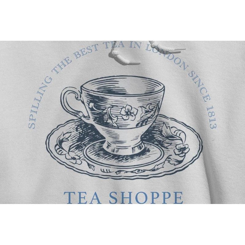 Rerun Island Women's Tea Shoppe Long Sleeve Oversized Graphic Cotton Sweatshirt Hoodie - White XL, 2 of 4